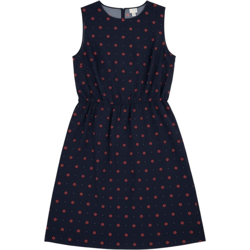 A New Day Dress Women L Navy Blue A-line Sleeveless Geometric Elastic Waist